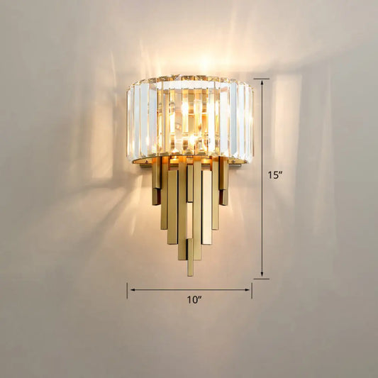 DecorBites™ DecorBites™ Postmodern Brass Sticks Wall Sconce: Crystal 2-Light Wall Mount Fixture