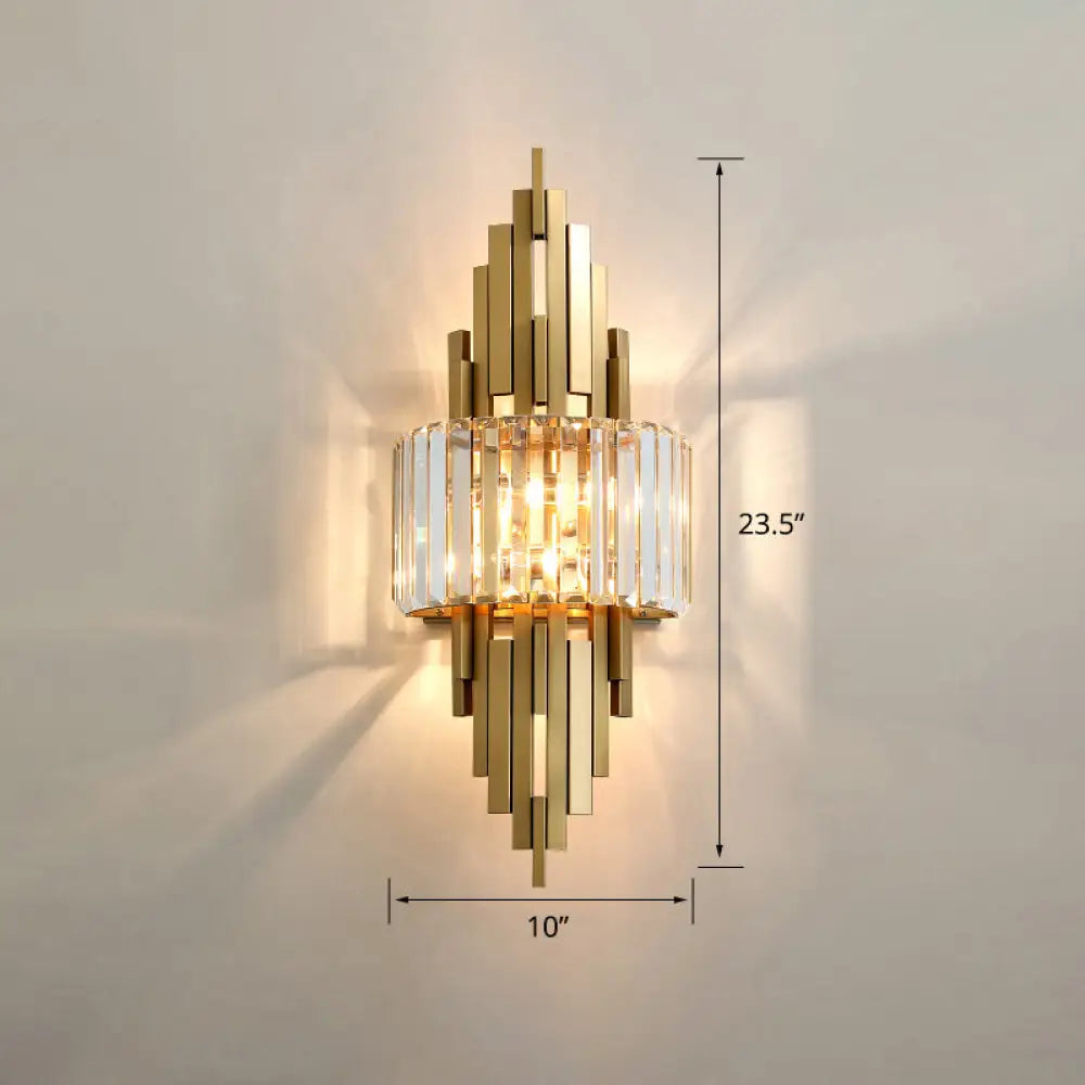 DecorBites™ DecorBites™ Postmodern Brass Sticks Wall Sconce: Crystal 2-Light Wall Mount Fixture