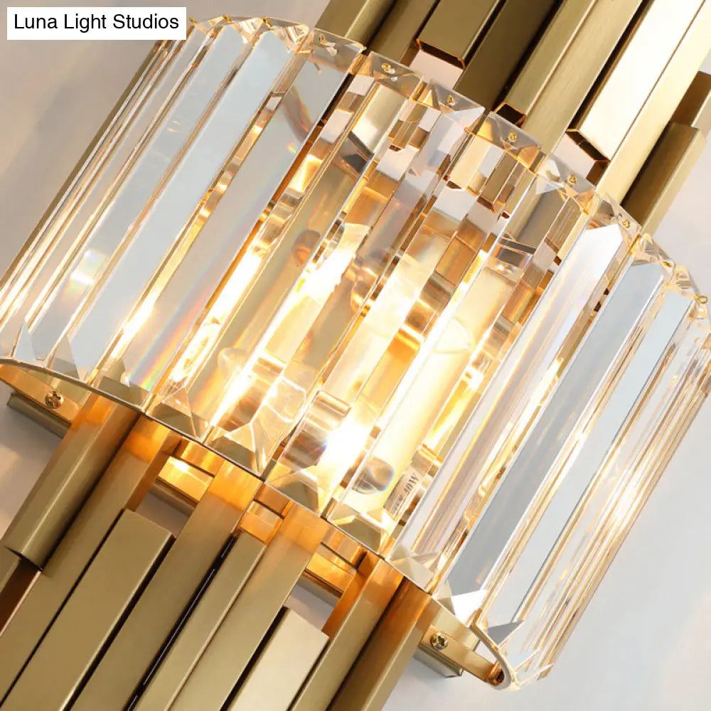 DecorBites™ DecorBites™ Postmodern Brass Sticks Wall Sconce: Crystal 2-Light Wall Mount Fixture