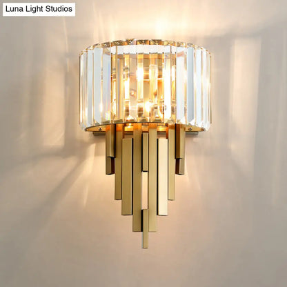 DecorBites™ DecorBites™ Postmodern Brass Sticks Wall Sconce: Crystal 2-Light Wall Mount Fixture