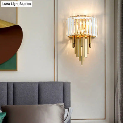 DecorBites™ DecorBites™ Postmodern Brass Sticks Wall Sconce: Crystal 2-Light Wall Mount Fixture