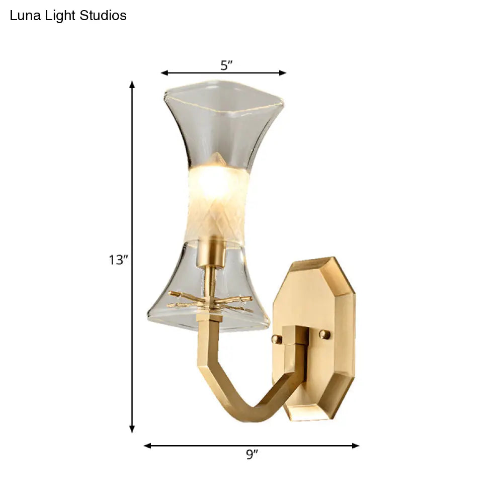 DecorBites™ DecorBites™ Postmodern Brass Wall Lamp with Frosted & Clear Glass Sconce for Parlor