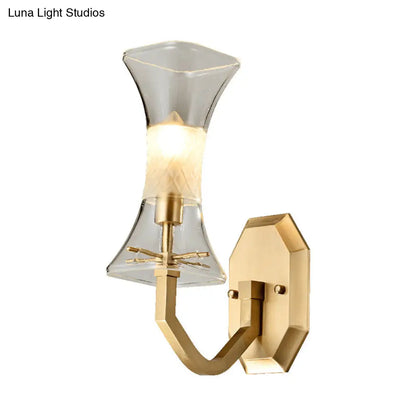 DecorBites™ DecorBites™ Postmodern Brass Wall Lamp with Frosted & Clear Glass Sconce for Parlor