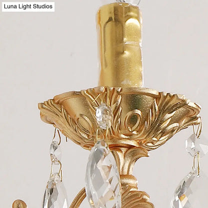 DecorBites™ DecorBites™ Postmodern Brass Wall Sconce with Crystal Drip Accent - Candelabra Style, 1/2 Head Design for Living Room Light Fixture