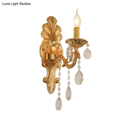 DecorBites™ DecorBites™ Postmodern Brass Wall Sconce with Crystal Drip Accent - Candelabra Style, 1/2 Head Design for Living Room Light Fixture