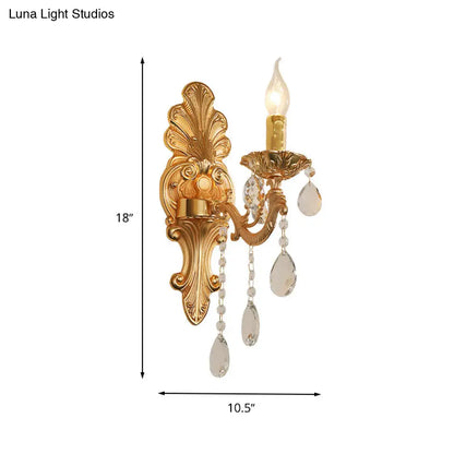 DecorBites™ DecorBites™ Postmodern Brass Wall Sconce with Crystal Drip Accent - Candelabra Style, 1/2 Head Design for Living Room Light Fixture