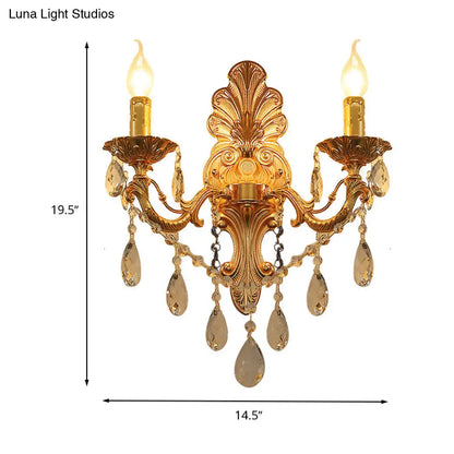 DecorBites™ DecorBites™ Postmodern Brass Wall Sconce with Crystal Drip Accent - Candelabra Style, 1/2 Head Design for Living Room Light Fixture