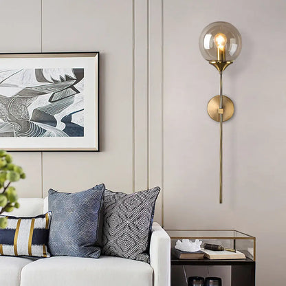 DecorBites™ Postmodern Clear/Amber/Smoke Grey Glass Single Brass Wall Lamp