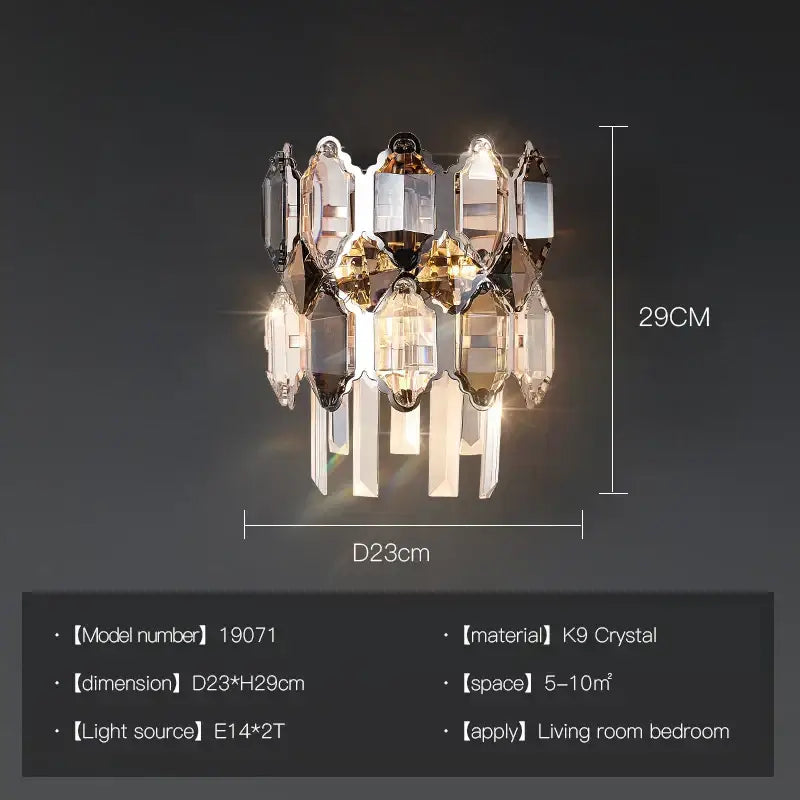 Elegant decorbites crystal chandelier with clear and amber k9 crystals, tiered design, 23cm diameter, 29cm height