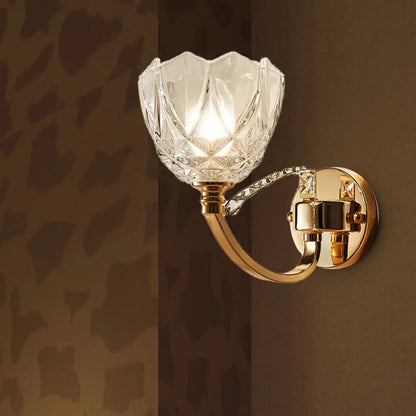 DecorBites™ DecorBites™ Postmodern Clear Glass Wall Mount Sconce Light with Crystal Accent - Gold Finish