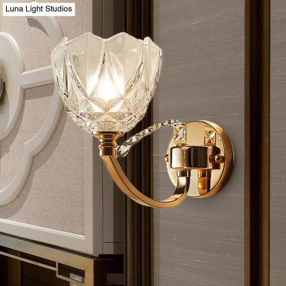 DecorBites™ DecorBites™ Postmodern Clear Glass Wall Mount Sconce Light with Crystal Accent - Gold Finish