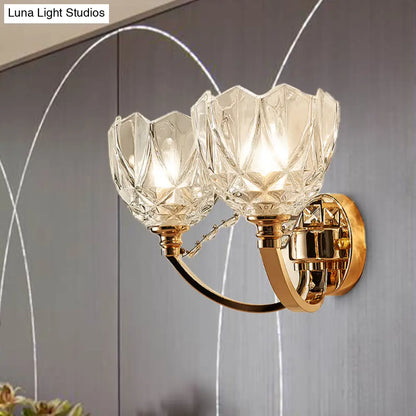 DecorBites™ DecorBites™ Postmodern Clear Glass Wall Mount Sconce Light with Crystal Accent - Gold Finish