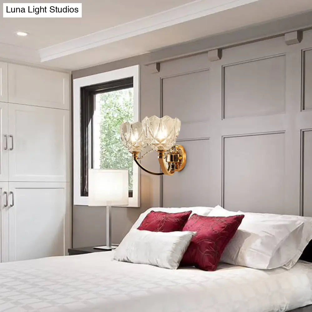 DecorBites™ DecorBites™ Postmodern Clear Glass Wall Mount Sconce Light with Crystal Accent - Gold Finish