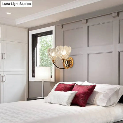 DecorBites™ DecorBites™ Postmodern Clear Glass Wall Mount Sconce Light with Crystal Accent - Gold Finish