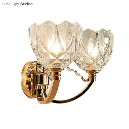 DecorBites™ DecorBites™ Postmodern Clear Glass Wall Mount Sconce Light with Crystal Accent - Gold Finish