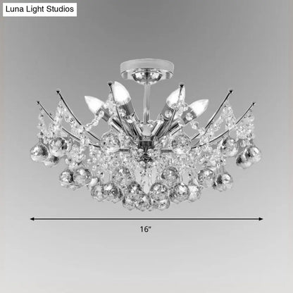 DecorBites™ DecorBites™ Postmodern Crystal Ball Ceiling Light Fixture - Chrome/Clear/Cognac - 4 Lights - Semi Flush Mount