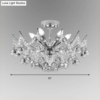 DecorBites™ DecorBites™ Postmodern Crystal Ball Ceiling Light Fixture - Chrome/Clear/Cognac - 4 Lights - Semi Flush Mount