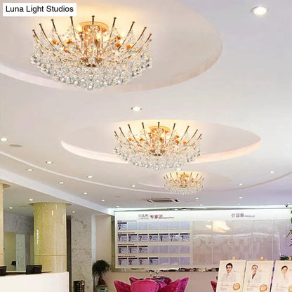 DecorBites™ DecorBites™ Postmodern Crystal Ball Ceiling Light Fixture - Chrome/Clear/Cognac - 4 Lights - Semi Flush Mount