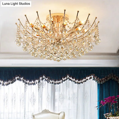 DecorBites™ DecorBites™ Postmodern Crystal Ball Ceiling Light Fixture - Chrome/Clear/Cognac - 4 Lights - Semi Flush Mount