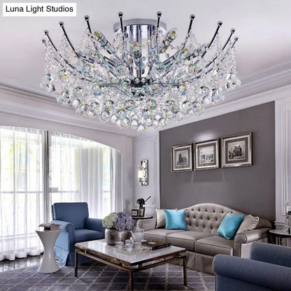DecorBites™ DecorBites™ Postmodern Crystal Ball Ceiling Light Fixture - Chrome/Clear/Cognac - 4 Lights - Semi Flush Mount