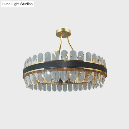 DecorBites™ DecorBites™ Postmodern Crystal Black and Gold LED Ceiling Mount Lamp for Circular Restaurants