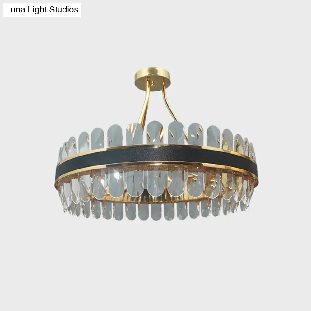 DecorBites™ DecorBites™ Postmodern Crystal Black and Gold LED Ceiling Mount Lamp for Circular Restaurants