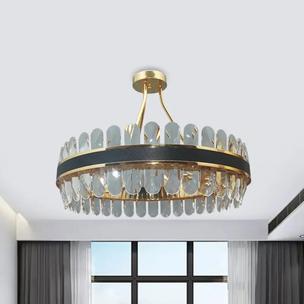 DecorBites™ DecorBites™ Postmodern Crystal Black and Gold LED Ceiling Mount Lamp for Circular Restaurants