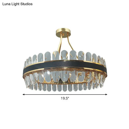 DecorBites™ DecorBites™ Postmodern Crystal Black and Gold LED Ceiling Mount Lamp for Circular Restaurants