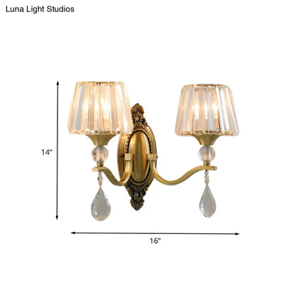 DecorBites™ DecorBites™ Postmodern Crystal Block Wall Mount Light Sconce in Brass - 1/2 Lights for Living Room