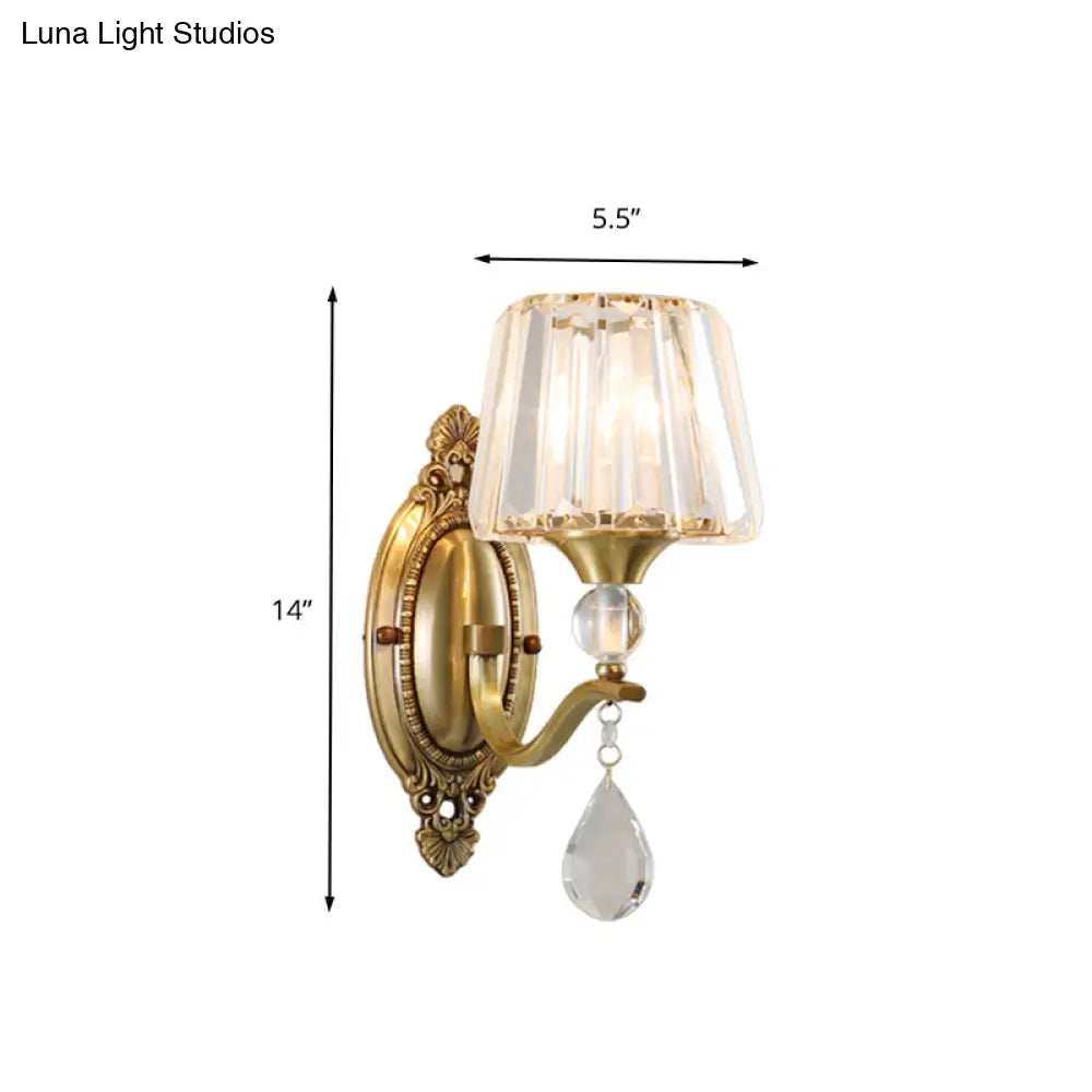 DecorBites™ DecorBites™ Postmodern Crystal Block Wall Mount Light Sconce in Brass - 1/2 Lights for Living Room