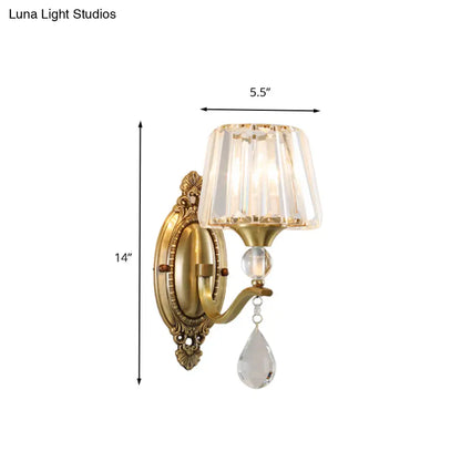 DecorBites™ DecorBites™ Postmodern Crystal Block Wall Mount Light Sconce in Brass - 1/2 Lights for Living Room