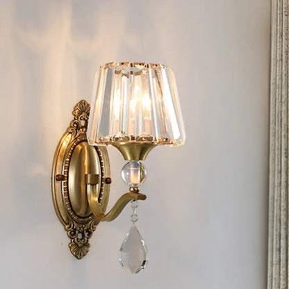 DecorBites™ DecorBites™ Postmodern Crystal Block Wall Mount Light Sconce in Brass - 1/2 Lights for Living Room