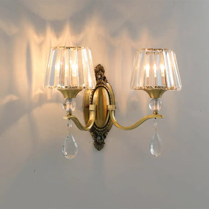 DecorBites™ DecorBites™ Postmodern Crystal Block Wall Mount Light Sconce in Brass - 1/2 Lights for Living Room