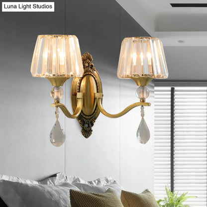 DecorBites™ DecorBites™ Postmodern Crystal Block Wall Mount Light Sconce in Brass - 1/2 Lights for Living Room