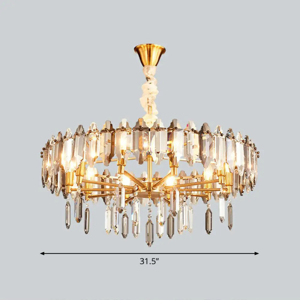 Postmodern Crystal Chandelier for Living Room with Clear Loop Shade