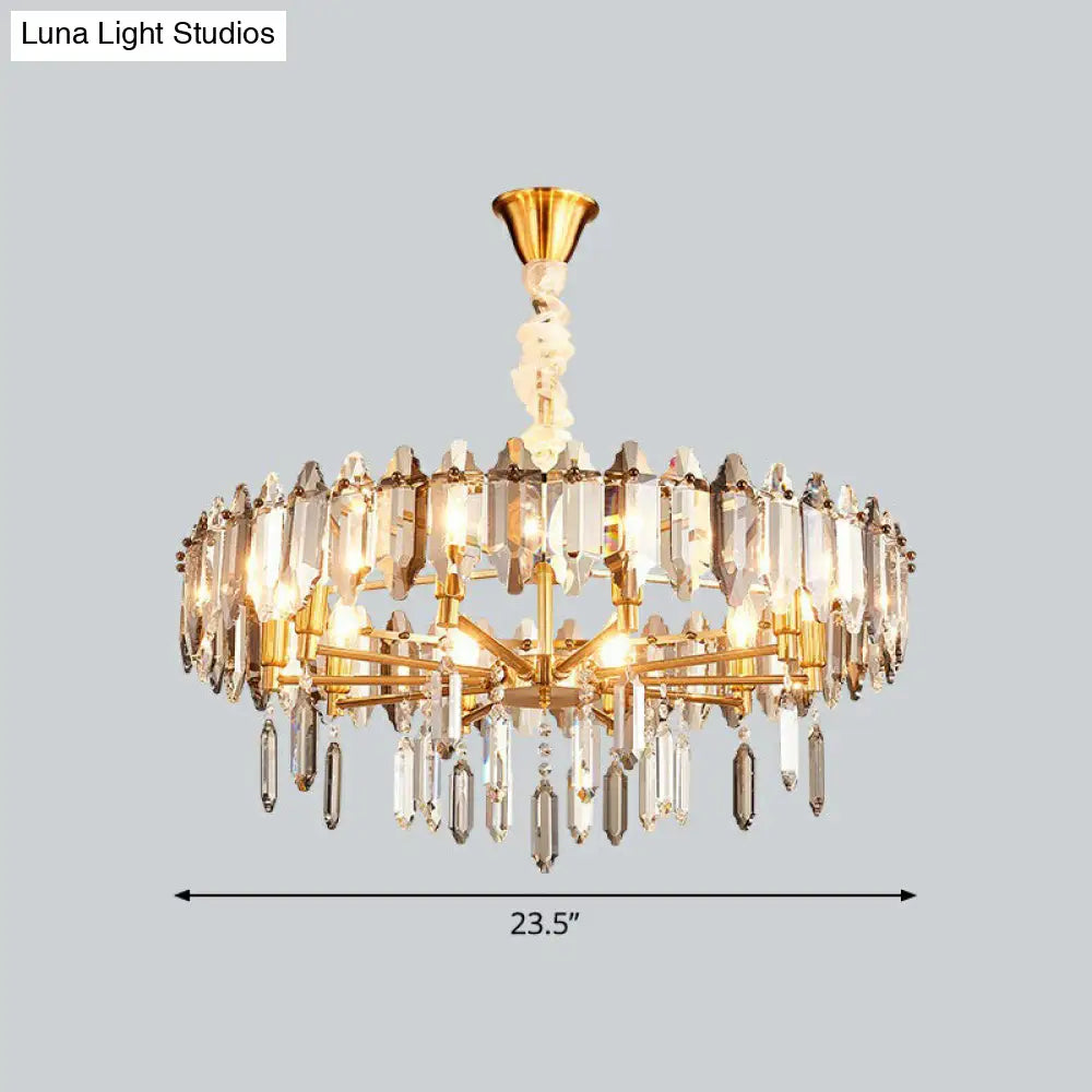 Postmodern Crystal Chandelier for Living Room with Clear Loop Shade