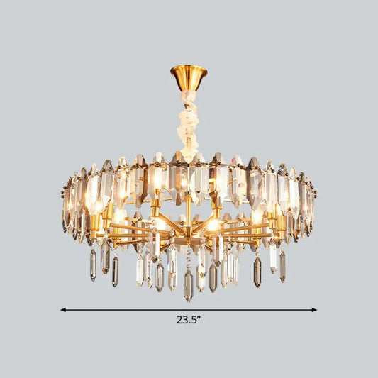 Postmodern Crystal Chandelier for Living Room with Clear Loop Shade