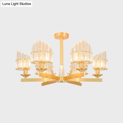 DecorBites™ DecorBites™ Postmodern Crystal Curved Flush Chandelier 3/6-Head Gold Ceiling Light for Dining Room