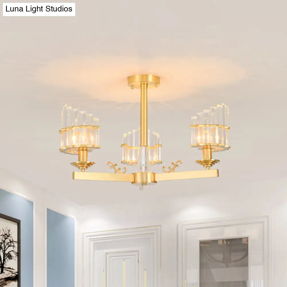 DecorBites™ DecorBites™ Postmodern Crystal Curved Flush Chandelier 3/6-Head Gold Ceiling Light for Dining Room
