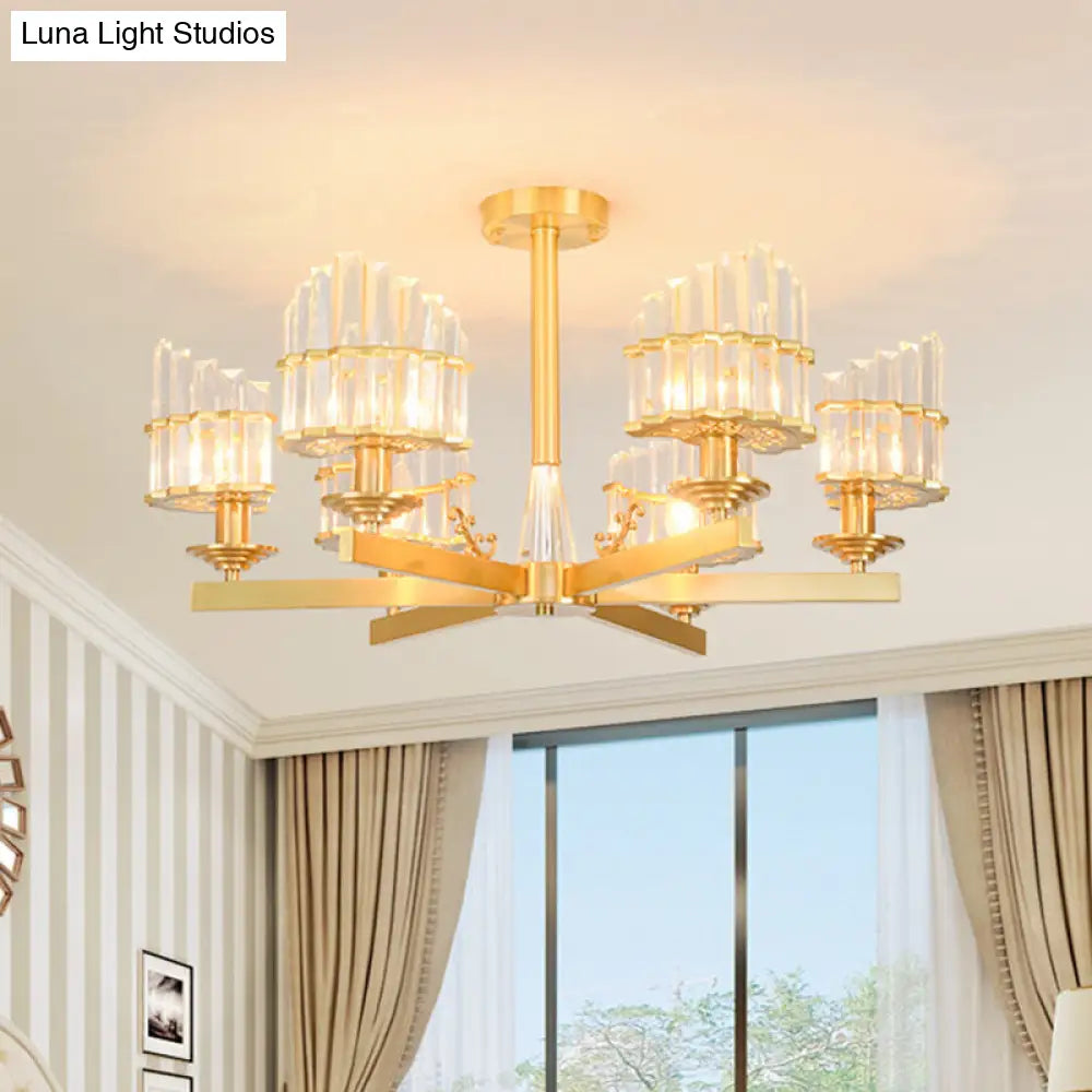 DecorBites™ DecorBites™ Postmodern Crystal Curved Flush Chandelier 3/6-Head Gold Ceiling Light for Dining Room