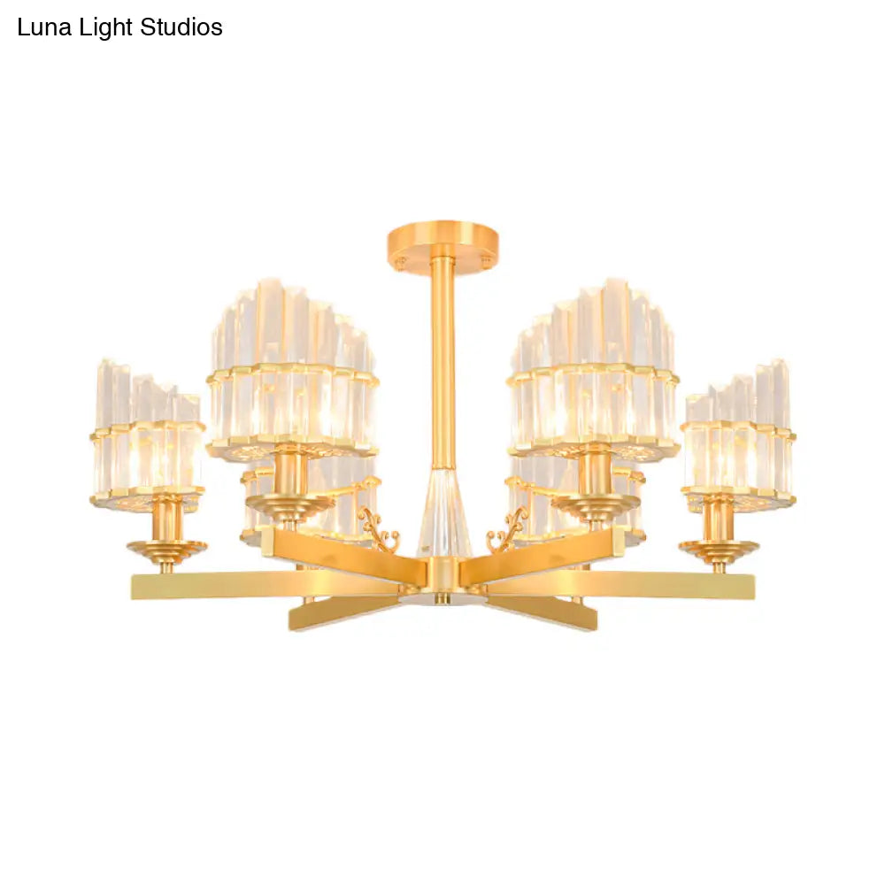 DecorBites™ DecorBites™ Postmodern Crystal Curved Flush Chandelier 3/6-Head Gold Ceiling Light for Dining Room