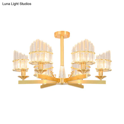 DecorBites™ DecorBites™ Postmodern Crystal Curved Flush Chandelier 3/6-Head Gold Ceiling Light for Dining Room
