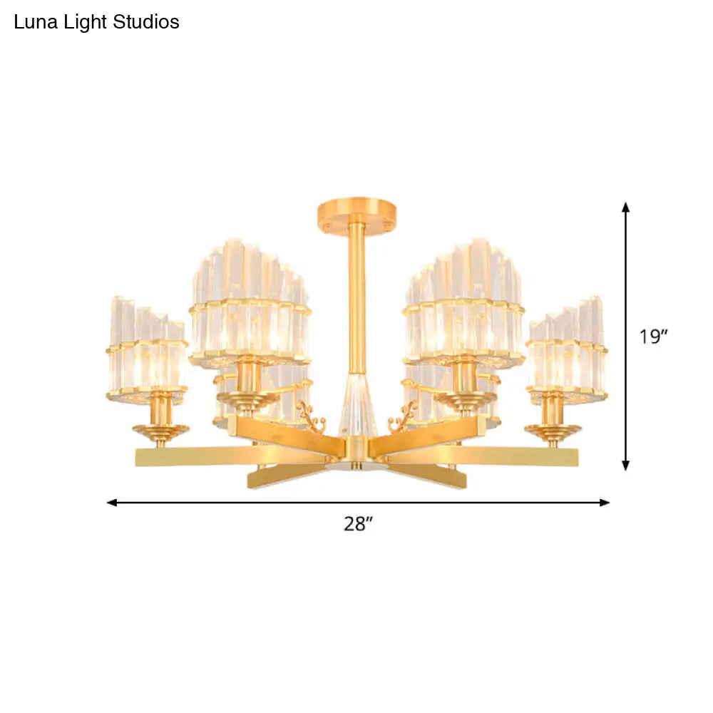 DecorBites™ DecorBites™ Postmodern Crystal Curved Flush Chandelier 3/6-Head Gold Ceiling Light for Dining Room