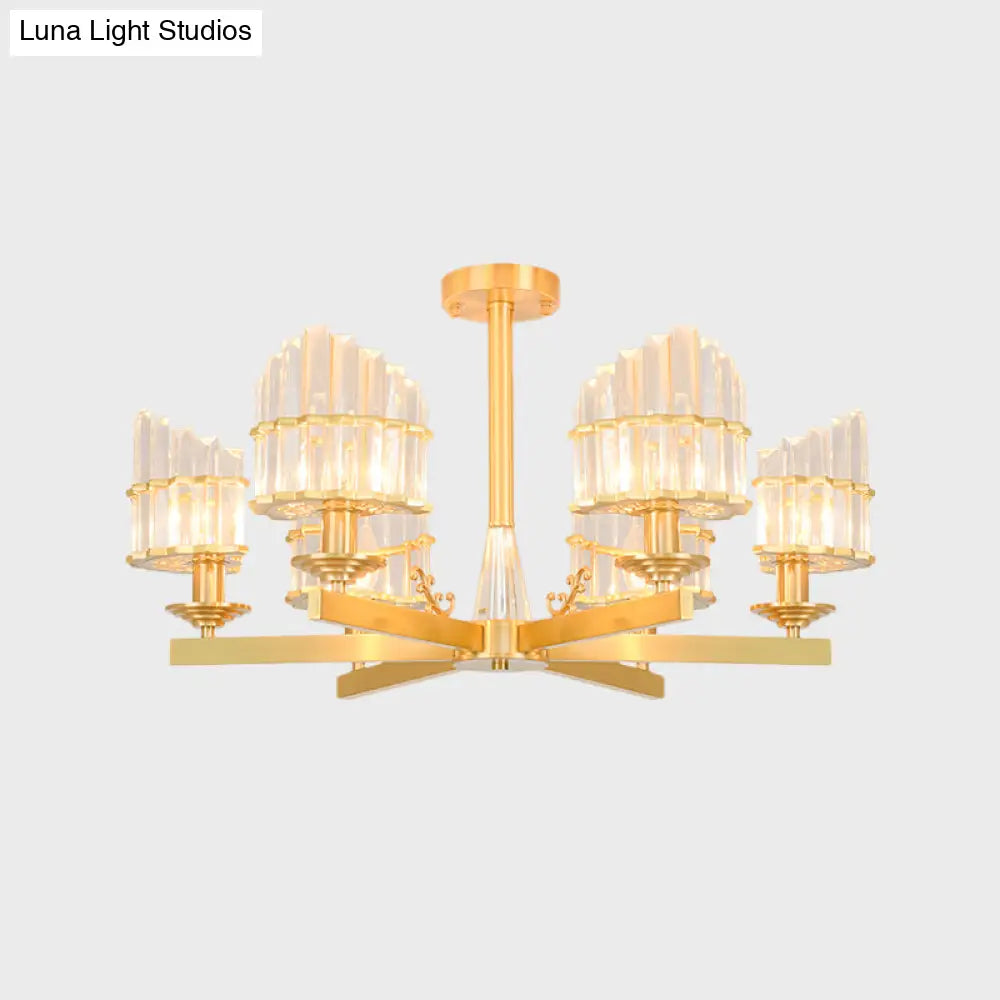 DecorBites™ DecorBites™ Postmodern Crystal Curved Flush Chandelier 3/6-Head Gold Ceiling Light for Dining Room