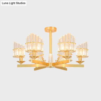 DecorBites™ DecorBites™ Postmodern Crystal Curved Flush Chandelier 3/6-Head Gold Ceiling Light for Dining Room