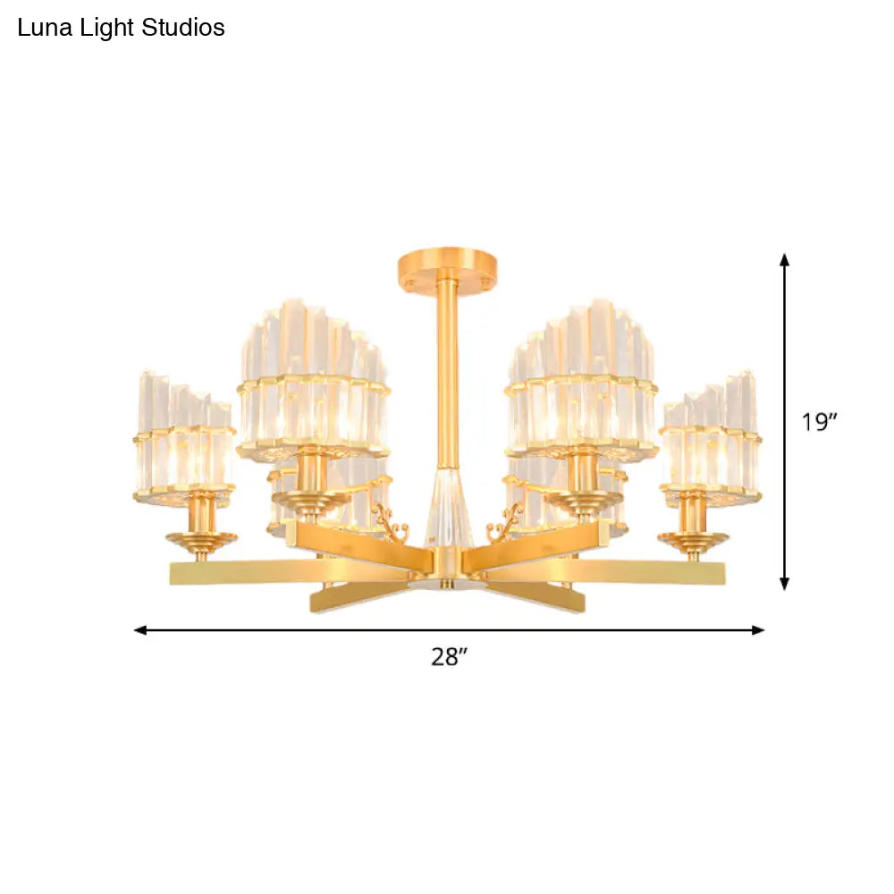 DecorBites™ DecorBites™ Postmodern Crystal Curved Flush Chandelier 3/6-Head Gold Ceiling Light for Dining Room
