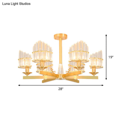 DecorBites™ DecorBites™ Postmodern Crystal Curved Flush Chandelier 3/6-Head Gold Ceiling Light for Dining Room