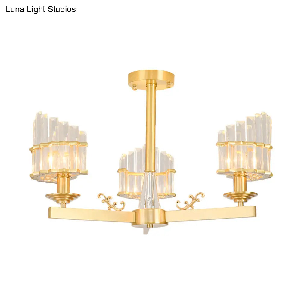 DecorBites™ DecorBites™ Postmodern Crystal Curved Flush Chandelier 3/6-Head Gold Ceiling Light for Dining Room