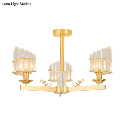 DecorBites™ DecorBites™ Postmodern Crystal Curved Flush Chandelier 3/6-Head Gold Ceiling Light for Dining Room
