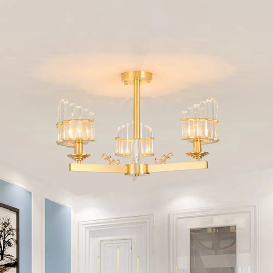 DecorBites™ DecorBites™ Postmodern Crystal Curved Flush Chandelier 3/6-Head Gold Ceiling Light for Dining Room